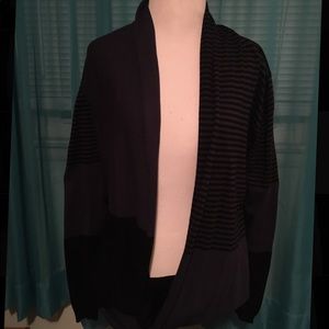 Navy Blue and Black striped scooped sweater